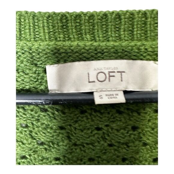 Loft Knit Sweater Wool Rabbit Hair Blend Green Cable Knit Cozy Small - Picture 4 of 6